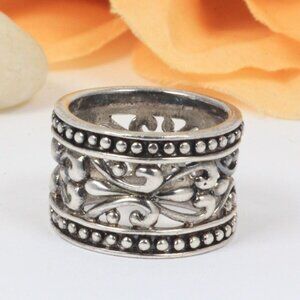 Vintage Inspired Wide Cutout Scrollwork Band Size 6.5